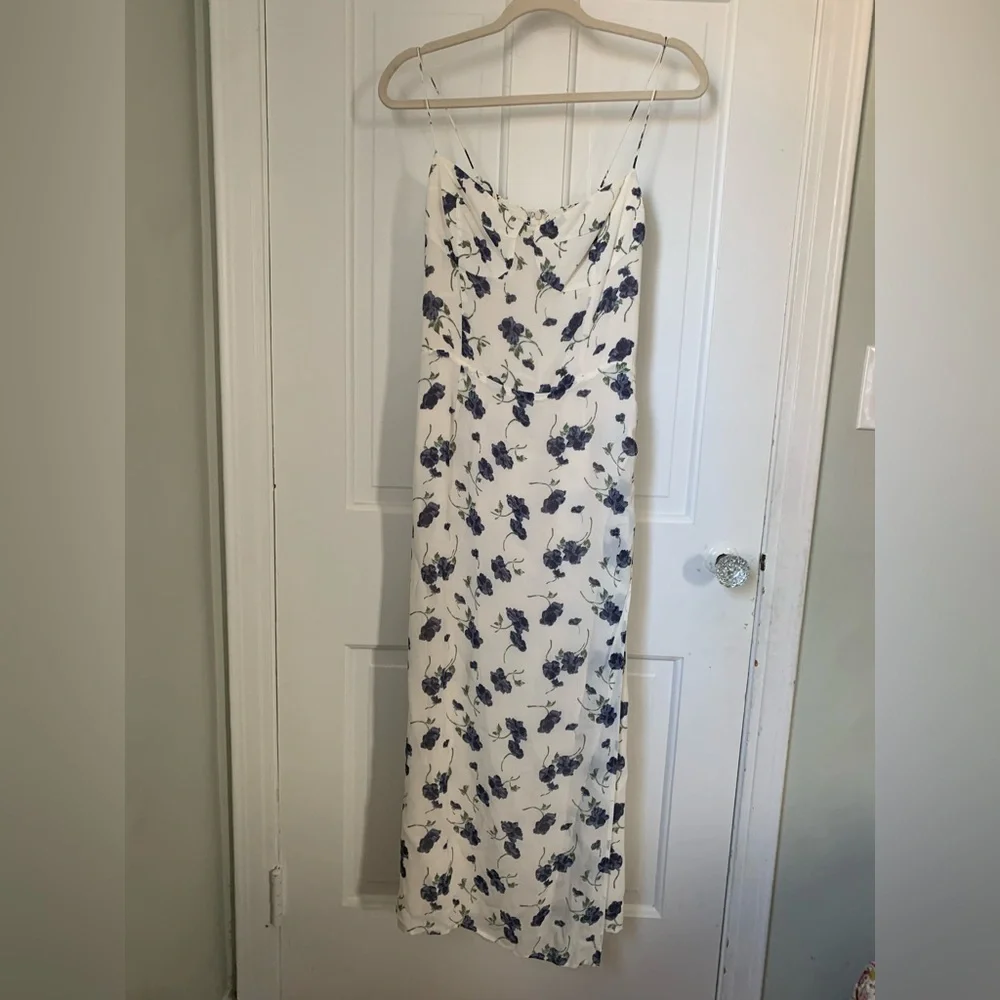 Reformation Emmie Floral Dress In Bluberries size 10 - Picture 4 of 11